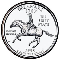 реверс 25¢ (quarter) 1999 "Delaware Eyalet Mahallesi / P"