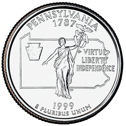 реверс 25¢ (quarter) 1999 "펜실베니아 주립 분기 / P"