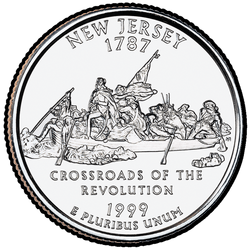 реверс 25¢ (quarter) 1999 "New Jersey State ceturksnis / D"