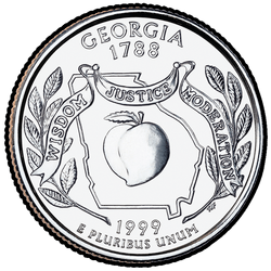 реверс 25¢ (quarter) 1999 "Gruzija Valstybė Ketvirtis / P"