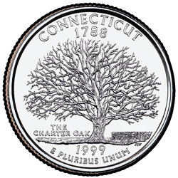 реверс 25¢ (quarter) 1999 "Connecticut Kwart van de Staat / D"