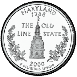 реверс 25¢ (quarter) 2000 "Marylandi osariigi kvartal / D"