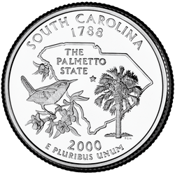 реверс 25¢ (quarter) 2000 "दक्षिण कैरोलिना राज्य क्वार्टर / पी"