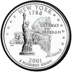 реверс 25¢ (quarter) 2001 "Πολιτεία της Νέας Υόρκης Τρίμηνο / D"