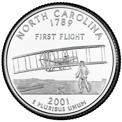 реверс 25¢ (quarter) 2001 "North Carolina State Mahallesi / D"