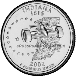 реверс 25¢ (quarter) 2002 "Cuarto del estado de Indiana / D"