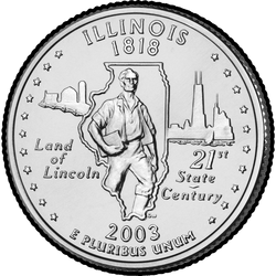 реверс 25¢ (quarter) 2003 "इलिनोइस राज्य क्वार्टर / पी"