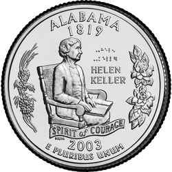 реверс 25¢ (quarter) 2003 "Quarto Alabama State / P"