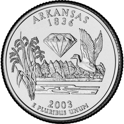 реверс 25¢ (квотер) 2003 "Штата Арканзас Квартал / P"