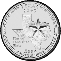 реверс 25¢ (quarter) 2004 "Texas State Mahallesi / D"