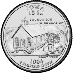 реверс 25¢ (quarter) 2004 "Quarto do estado de Iowa / D"