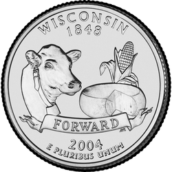 реверс 25¢ (quarter) 2004 "Wisconsin State Mahallesi / D"