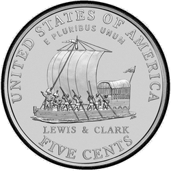 реверс 5¢ (никель) 2004 "США - 5 Cents / 2004 - Keelboat / D"