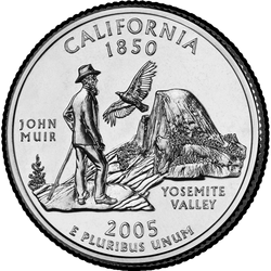 реверс 25¢ (quarter) 2005 "Quarto do estado de Califórnia / D"
