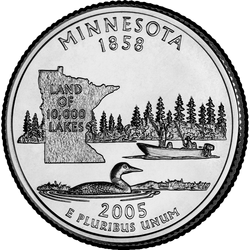 реверс 25¢ (quarter) 2005 "Minnesota osariigi kvartal / P"