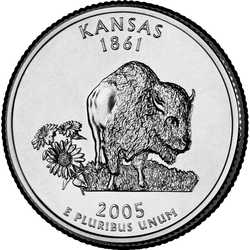 реверс 25¢ (quarter) 2005 "カンザス州立クオーター/ D"