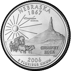реверс 25¢ (quarter) 2006 "Cuarto del estado de Nebraska / D"