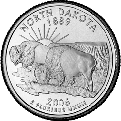 реверс 25¢ (quarter) 2006 "Quarto Stato del Nord Dakota / D"
