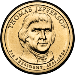 аверс 1$ (бак) 2007 "Томас Джеферсон"