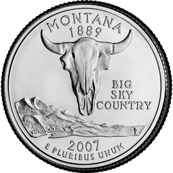 реверс 25¢ (quarter) 2007 "Монтана Стате квартал / П,"