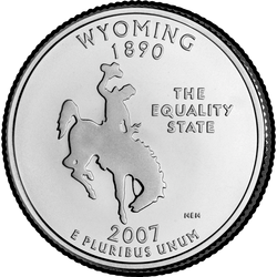 реверс 25¢ (quarter) 2007 "Wyoming State Mahallesi / P"