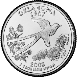 реверс 25¢ (quarter) 2008 "ओकलाहोमा स्टेट क्वार्टर / पी"