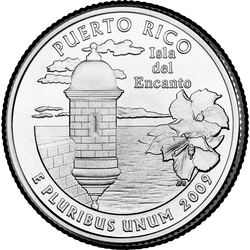 реверс 25¢ (quarter) 2009 "푸에르토 리코 분기 / P"