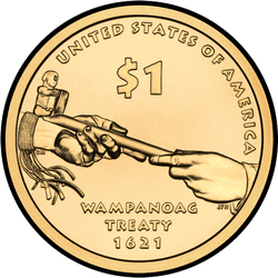 реверс 1$ (buck) 2011 "Tratado de Wampanoag"