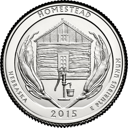 реверс 25¢ (quarter) 2015 "Национальный монумент Гомстед / S"