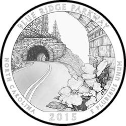 реверс 25¢ (quarter) 2015 "Blue Ridge Parkway"