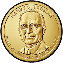 аверс 1$ (buck) 2015 "USA - 1 dollari / 2015 - Presidentin Dollar Harry S. Truman / P"