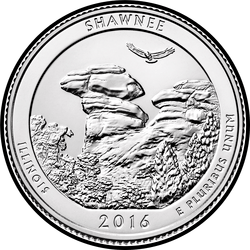 реверс 25¢ (quarter) 2016 "Шони (Shawnee National Forest) / P"