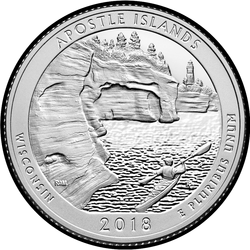 реверс 25¢ (quarter) 2018 "Apostle Islands National Lakeshore / P"