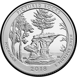 реверс 25¢ (квотер) 2018 "Pictured Rocks National Lakeshore / D"