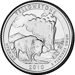 реверс 25¢ (quarter) 2010 "Yellowstone National Park / D"