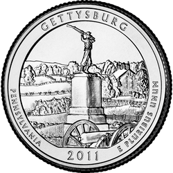 реверс 25¢ (quarter) 2011 "Gettysburg National Park / D"
