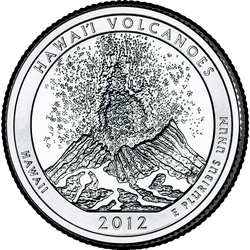 реверс 25¢ (quarter) 2012 "Национальный парк Гавайские вулканы / D"