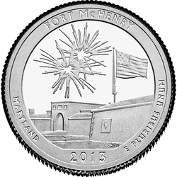 реверс 25¢ (quarter) 2013 "Fort McHenry / S"