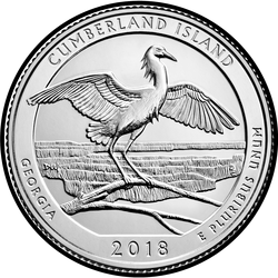 реверс 25¢ (quarter) 2018 "National coast of the island of Cumberland / D"