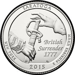 реверс 25¢ (quarter) 2015 "Национальный исторический парк Саратога / S"