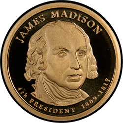 аверс 1$ (buck) 2007 "James Madison /S"