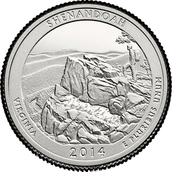 реверс 25¢ (quarter) 2014 "Shenandoah National Park / D"