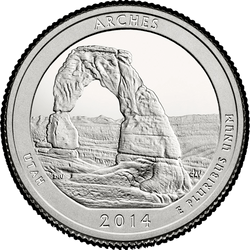 реверс 25¢ (quarter) 2014 "Национальный парк Арки / D"