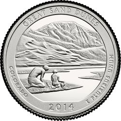 реверс 25¢ (quarter) 2014 "Национальный парк Грейт-Санд-Дьюнс / S"