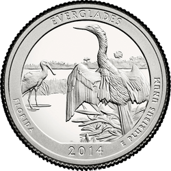 реверс 25¢ (quarter) 2014 "Национальный парк Эверглейдс / P"