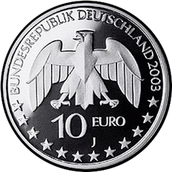 аверс 10€ 2003 "200th Anniversary - Birth of Justus von Liebig"
