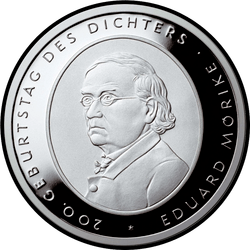 реверс 10 евро 2004 "200 лет со дня рождения Эдуарда Мёрике"