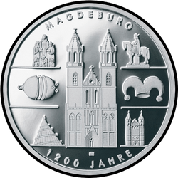 реверс 10 евро 2005 "1200 лет Магдебургу"