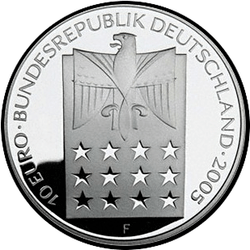 аверс 10€ 2005 "100th Anniversary - Nobel prize of Bertha von Suttner"