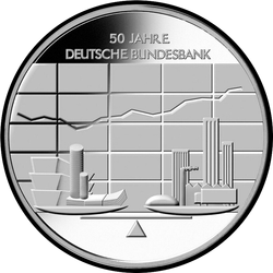 реверс 10€ 2007 "50th Anniversary of German Federal Bank"